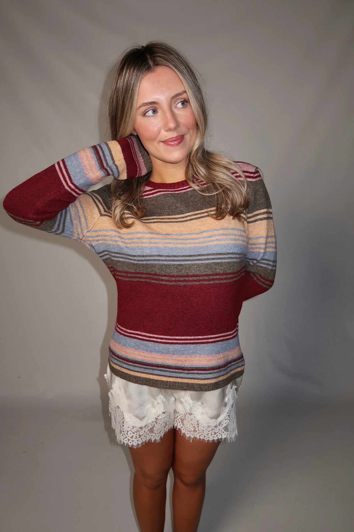 Smitten Sweater- Burgundy Multi