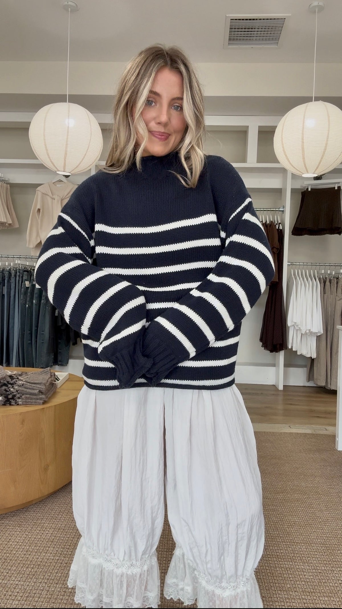 Noel Roll Neck Sweater- Navy