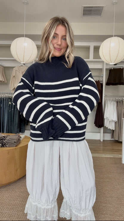 Noel Roll Neck Sweater- Navy