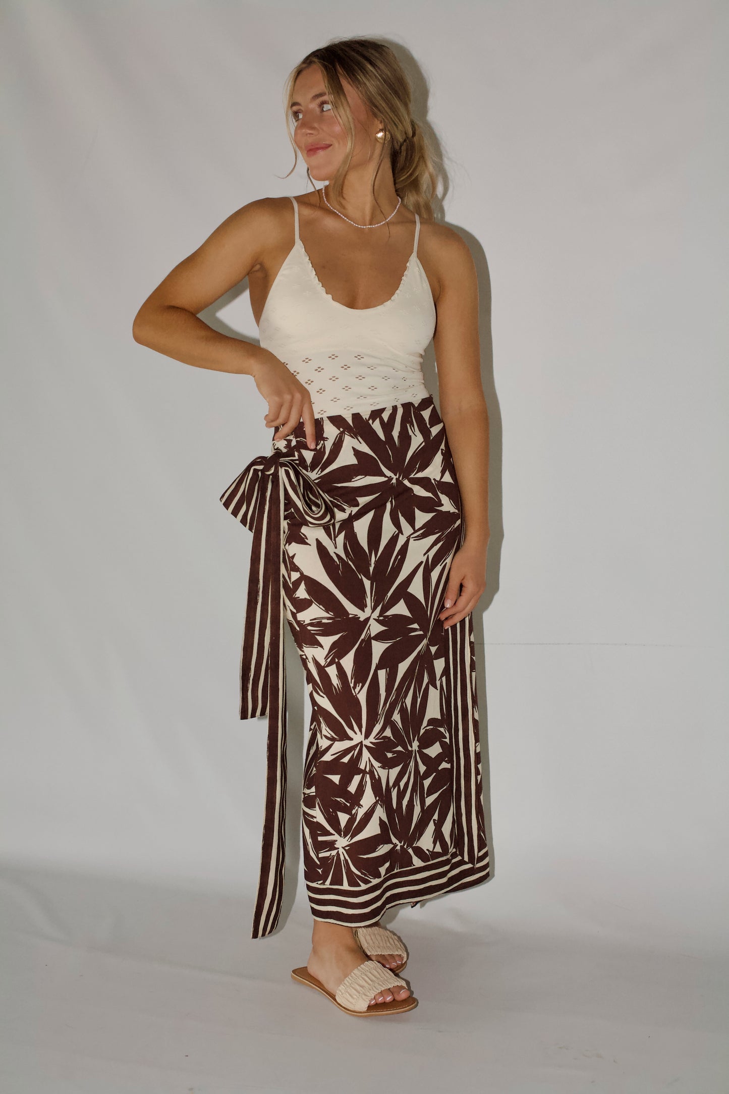 Palm Breeze Wrap Skirt- Coconut Multi