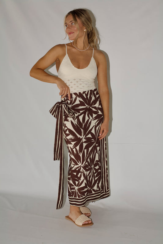 Palm Breeze Wrap Skirt- Coconut Multi