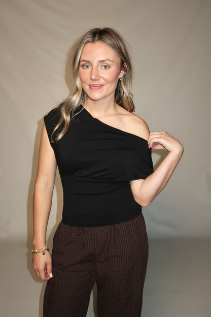 Jane Asymmetrical Top- Black