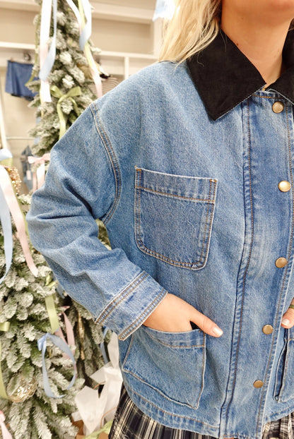 Collier Denim Utility Jacket-Medium Wash