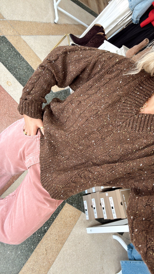 Banks Cable Knit Sweater-Brown