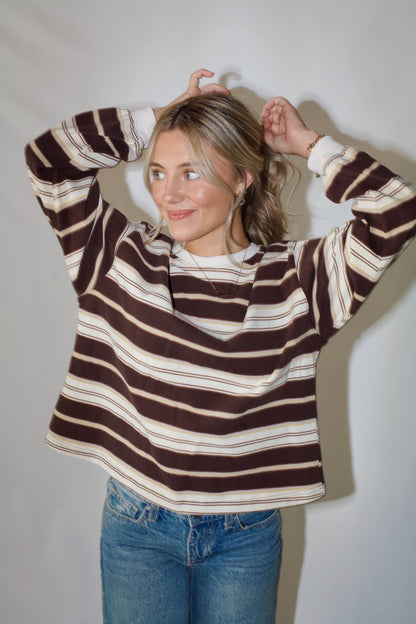 Penny Crew Neck Top- Brown Multi