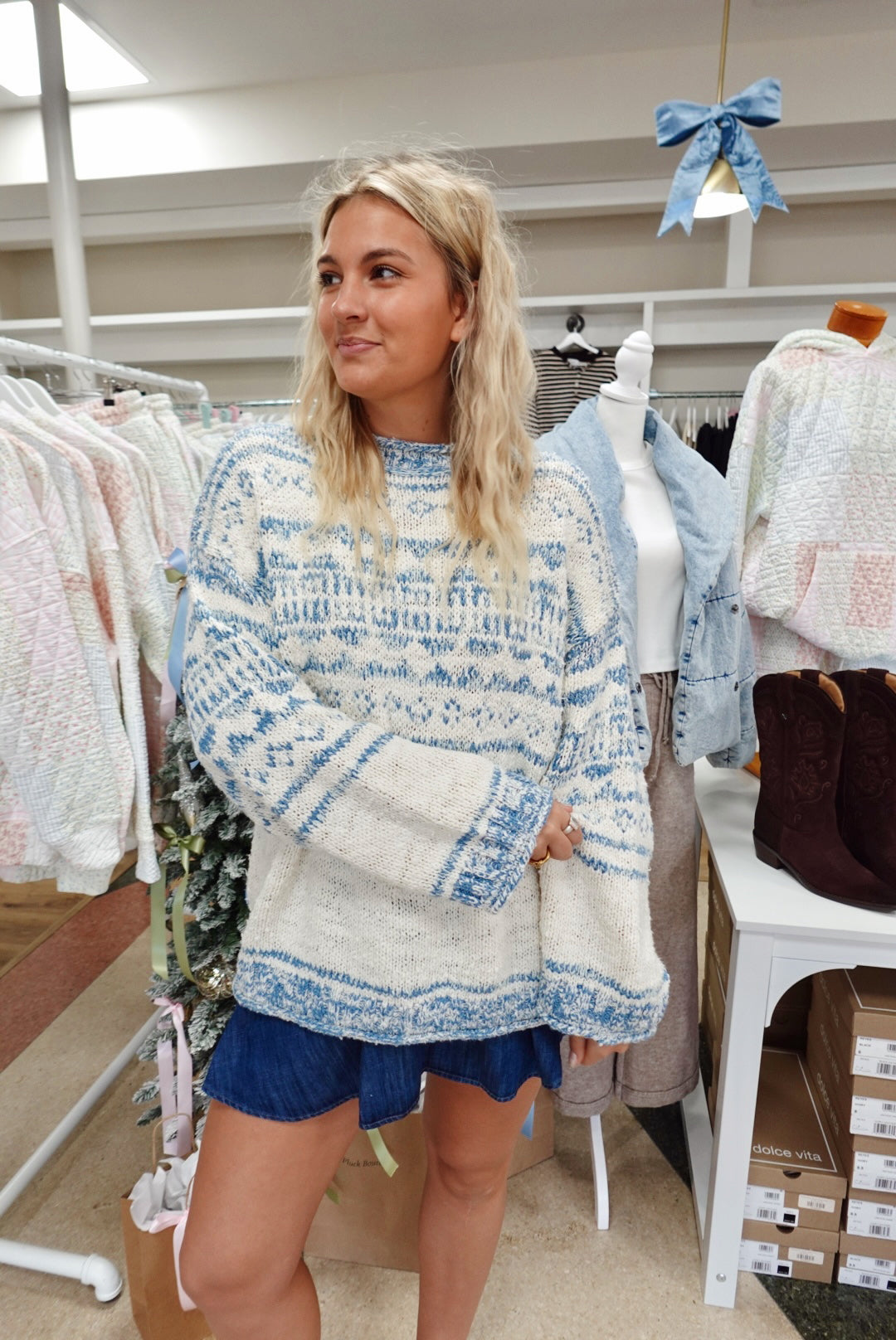 Dani Pattern Sweater-Cloud Combo