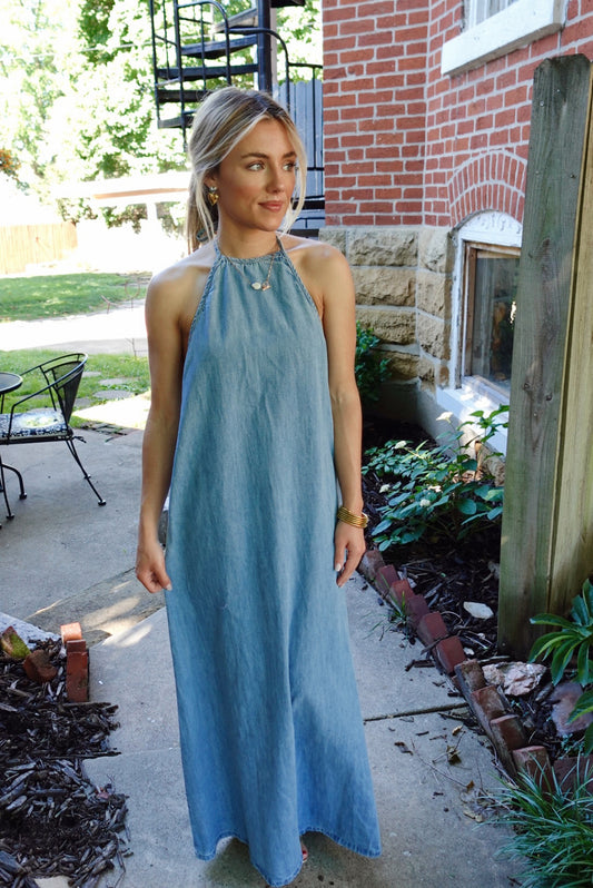 Blue Without You Denim Maxi- Lt Denim