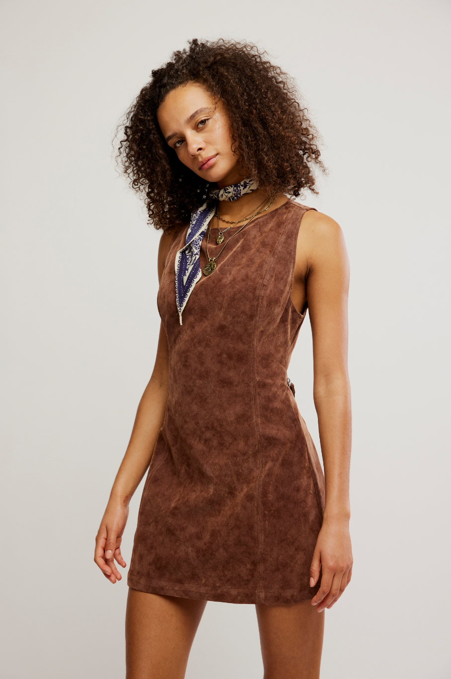 Atlas Suede Mini Dress-Chicory Coffee
