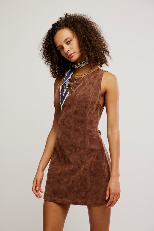 Atlas Suede Mini Dress-Chicory Coffee
