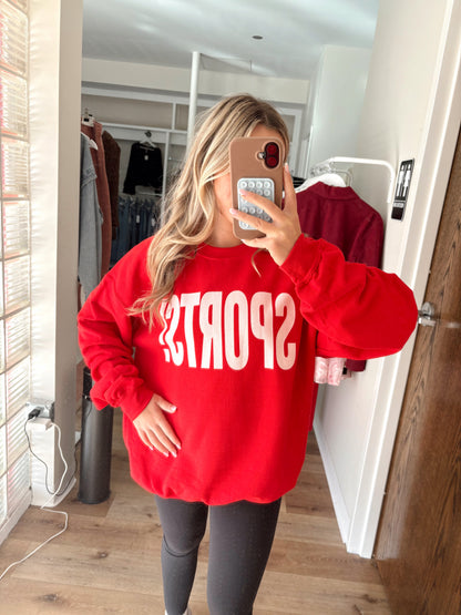 Sports! Crewneck- Red