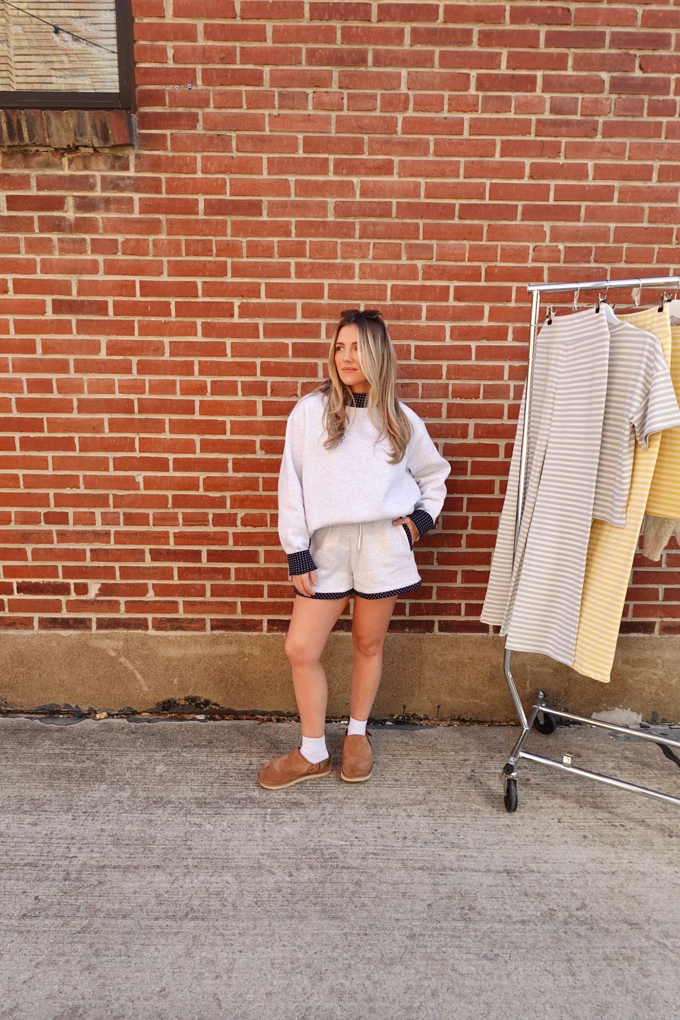 Dockside Polka Dot Shorts- Pearl Grey & Navy