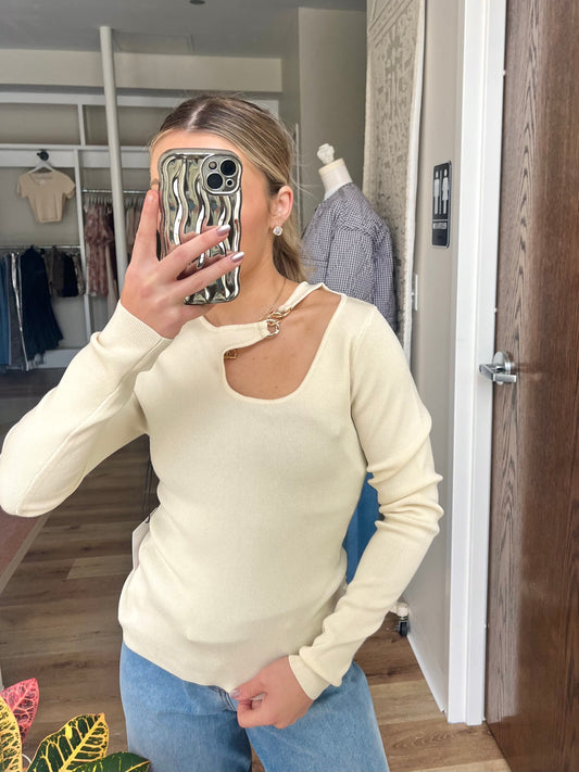 Becca Sweater Top- Ivory