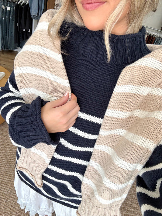 Noel Roll Neck Sweater- Navy