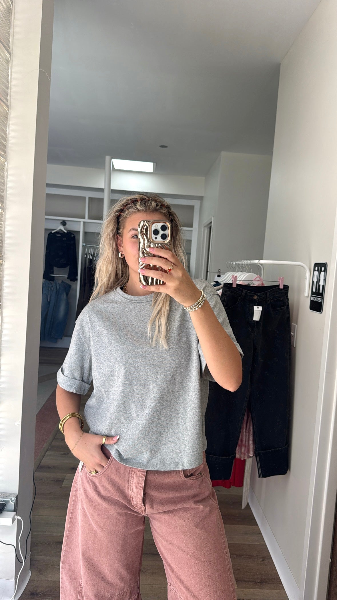 Reneé Raw Hem Top- Heather Grey