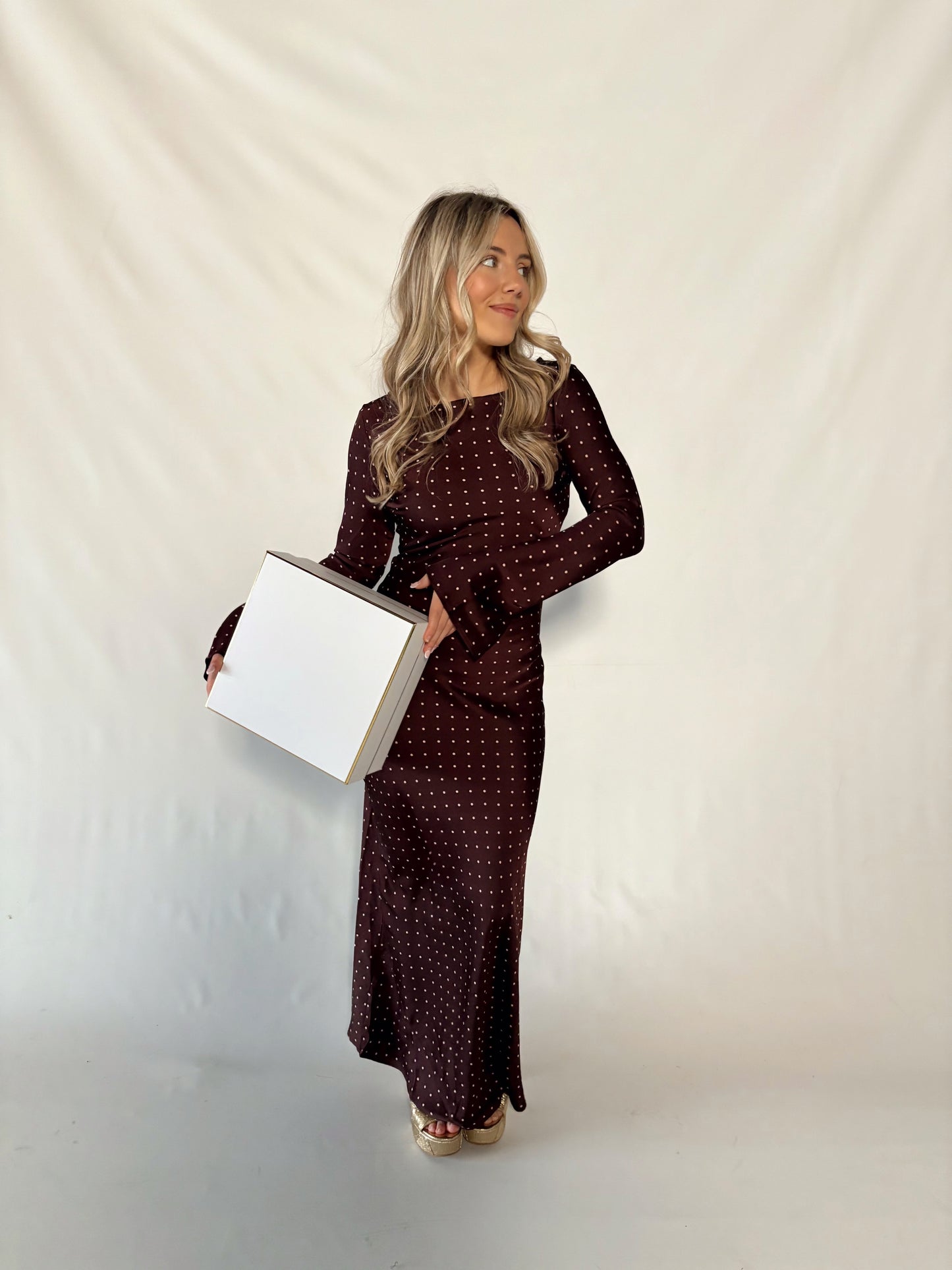 Georgie Dot Maxi Dress- Burgundy