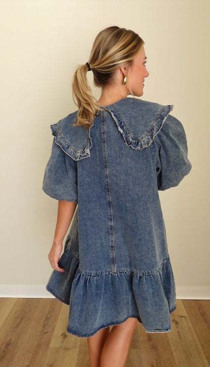 Whimsy Denim Dress- Medium Wash