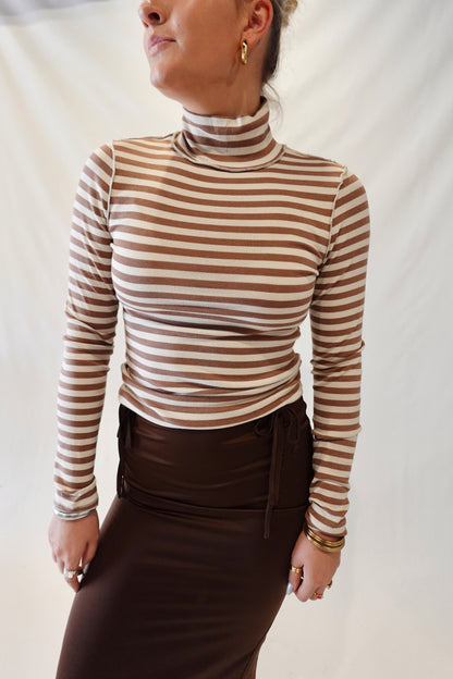 Good Good Stripe Turtleneck- Otter