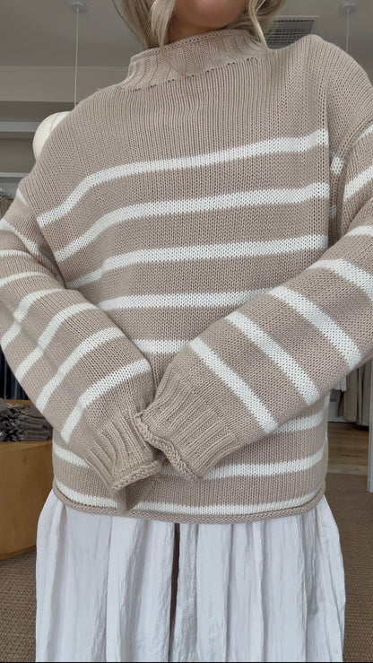 Noel Roll Neck Sweater- Cream