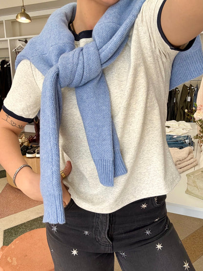 Ringer Tee- Heather Grey/Navy