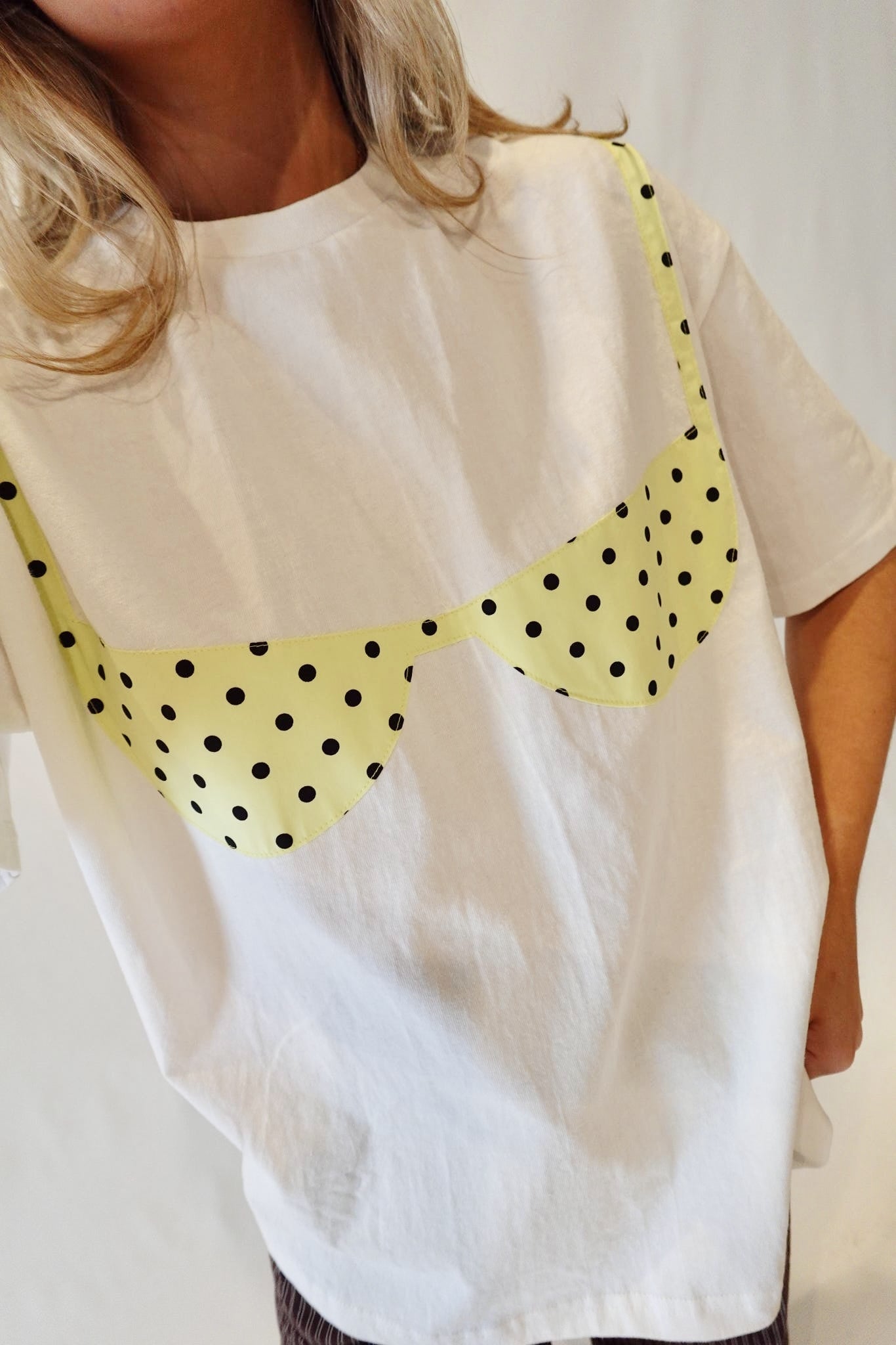 High Tide Bikini Patch Top- Yellow Polka Dot