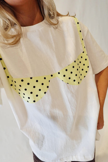 High Tide Bikini Patch Top- Yellow Polka Dot
