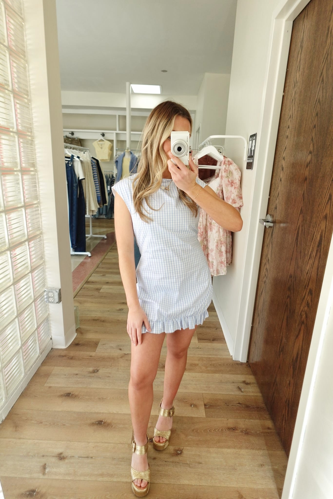 Bluebell Gingham Tunic Dress-Powder Blue