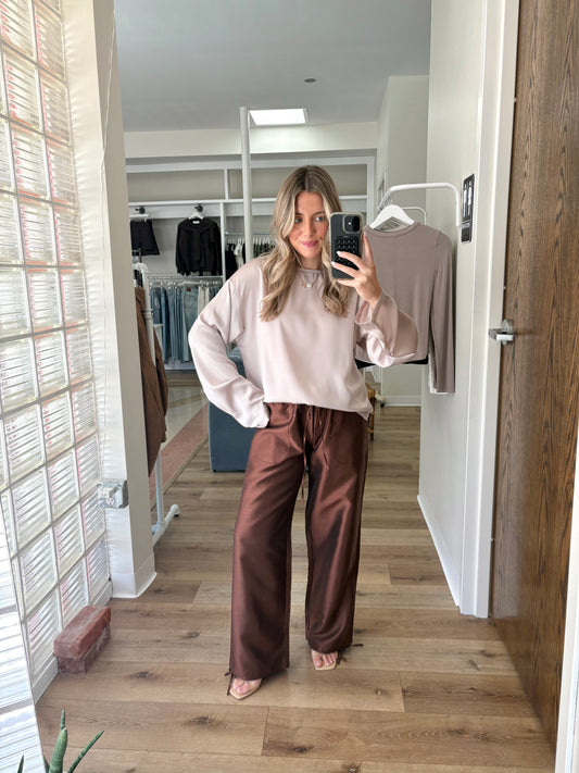 Willow Taffeta Pants- Chocolate