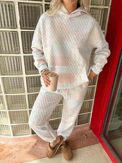 Sabrina Quilted Hoodie- Pastel Blue Multi