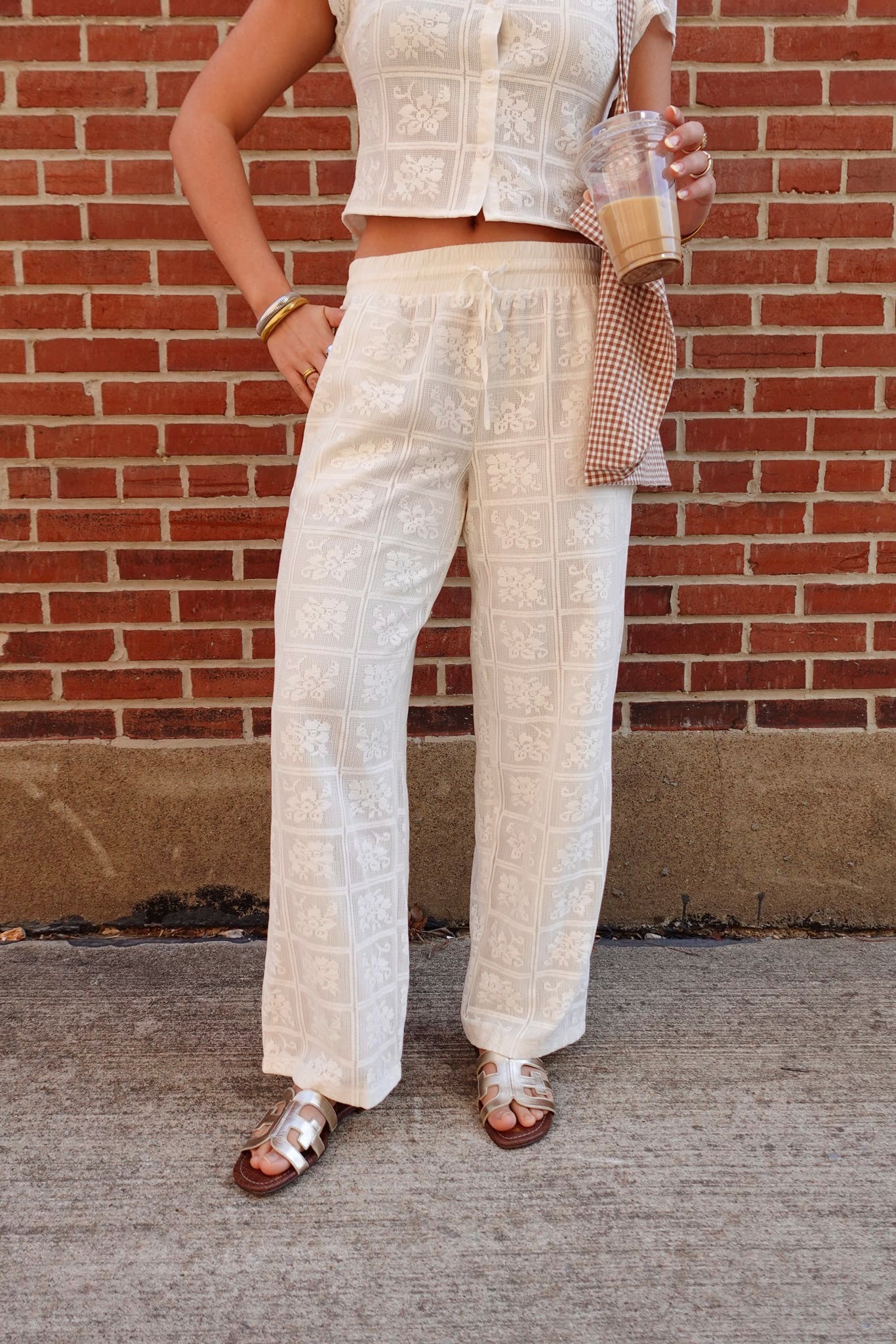 Carla Crochet Wide Leg Pants- Ivory