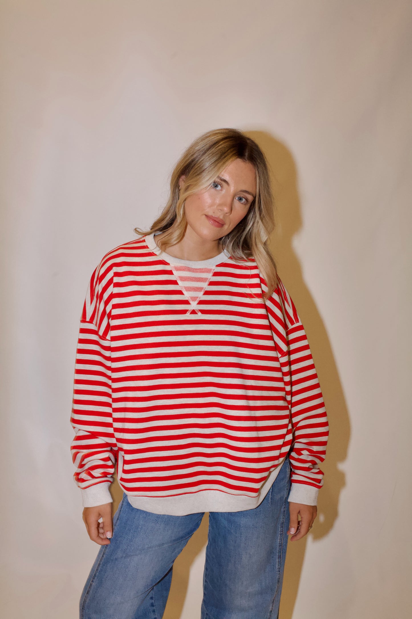 Sideline Pullover- Red/Heather Grey