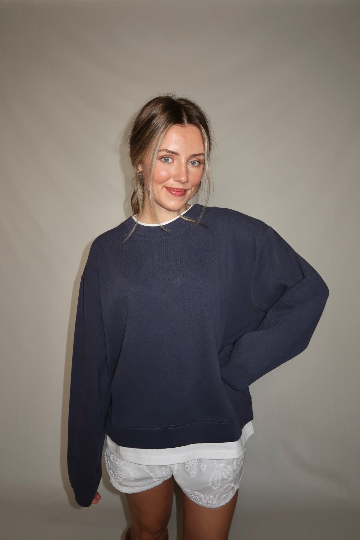 *Restock* Colby Layered Crew Neck- Navy