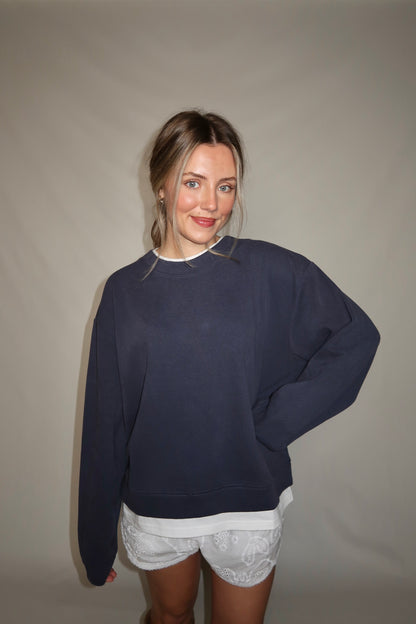 *Restock* Colby Layered Crew Neck- Navy