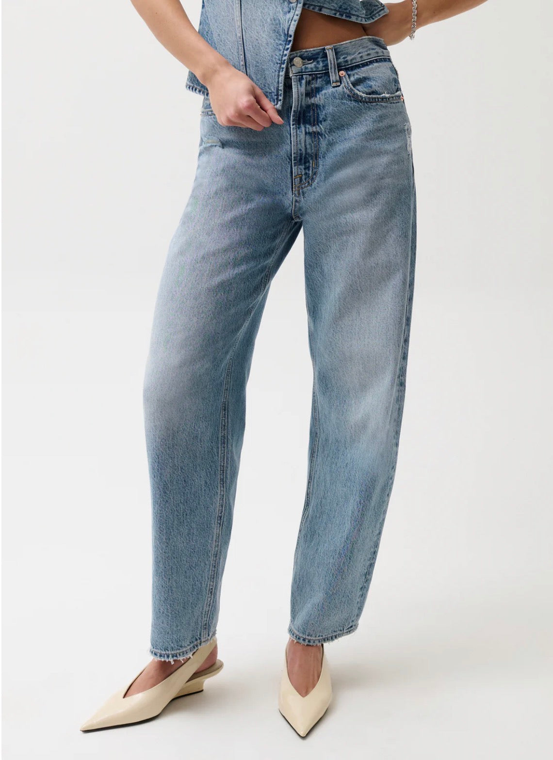 Wes High Rise Barrel- Blue Cloud