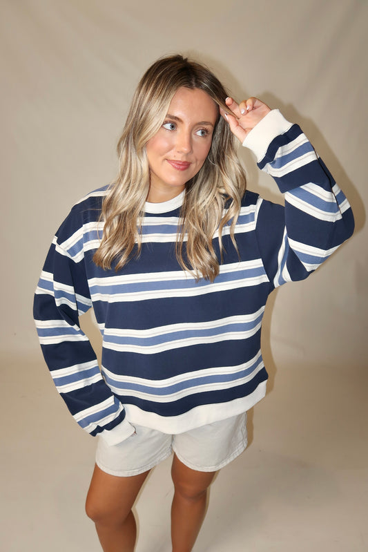 *Restock* Penny Crew Neck Top- Navy Multi