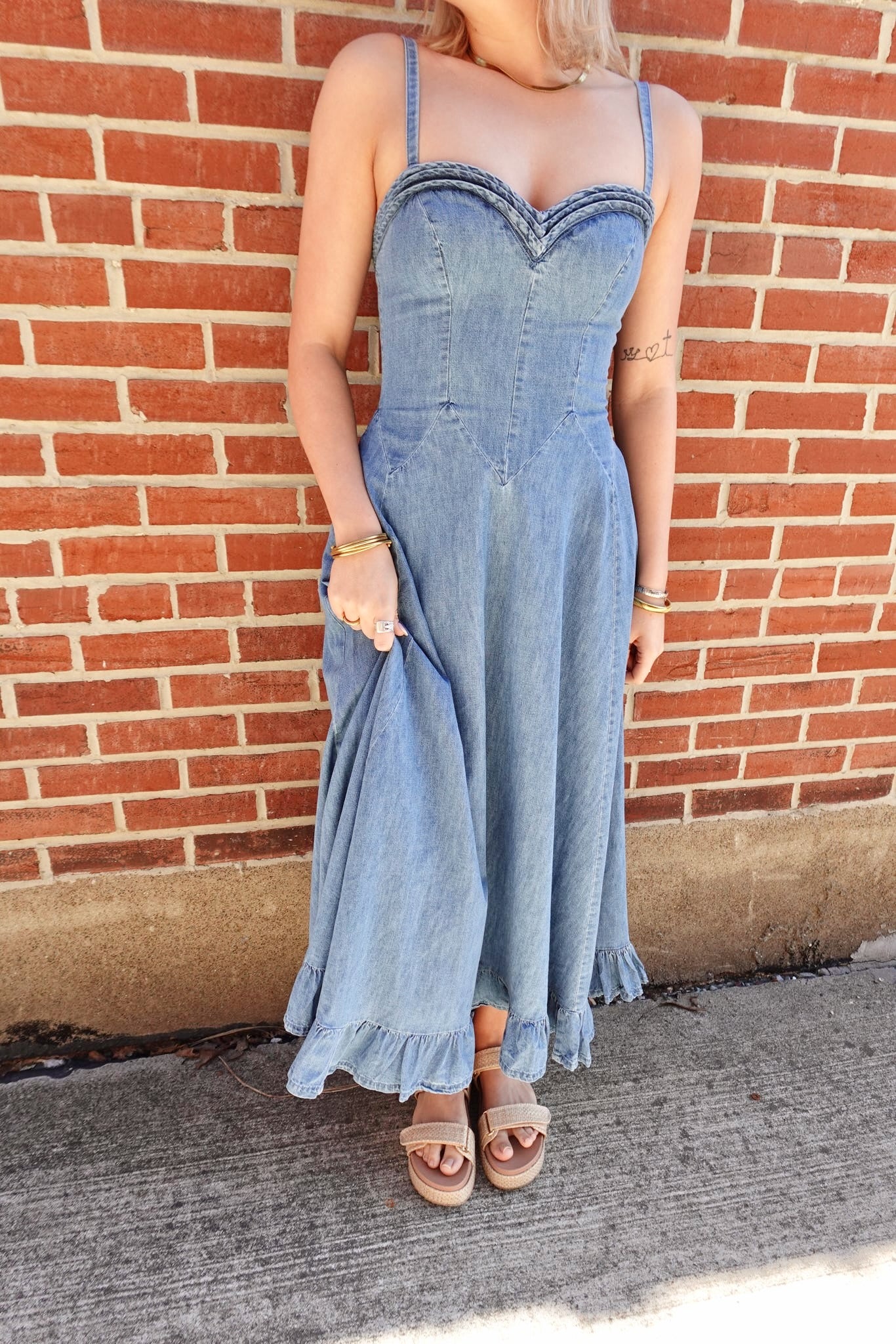 Another Season Denim Midi Dress- Boardwalk Blue
