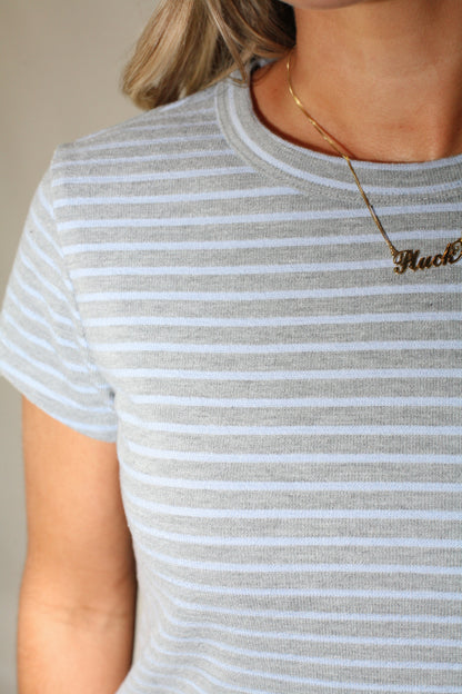 Jetsetter Striped Top- Grey/Blue