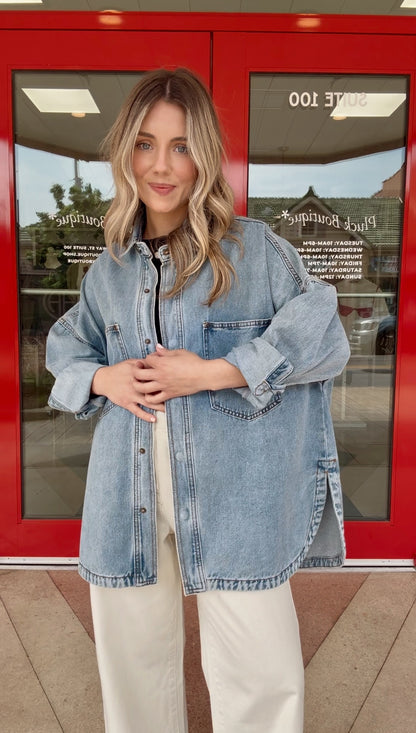 *Restock* Delilah Denim Shacket- Medium Wash