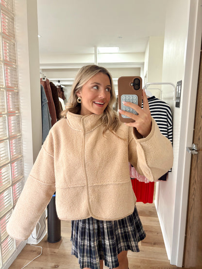 By The Fireside Sherpa Jacket-Latte