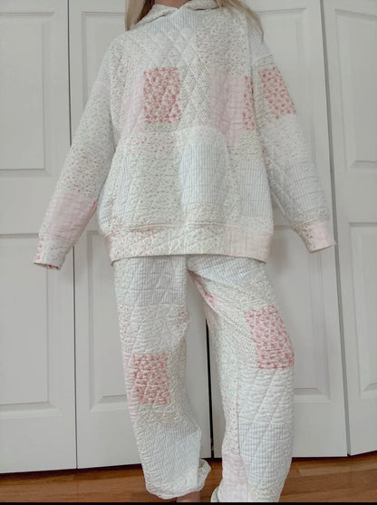 Sabrina Quilted Joggers- Pastel Pink Multi
