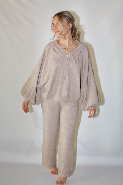 Riley Sweater Pants- Heather Mocha