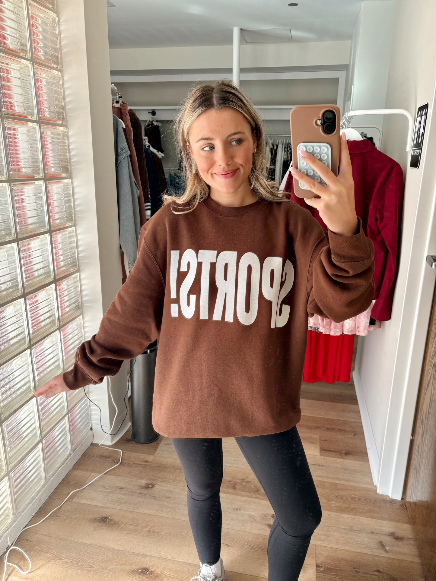 Sports! Crewneck- Chestnut