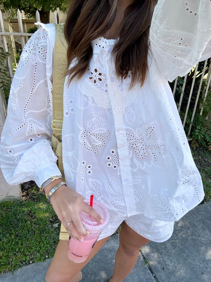 Charleston Eyelet Shorts- White