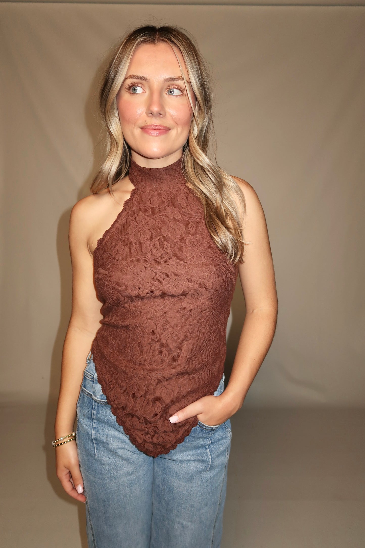 Vanity Halter Top-Cocoa