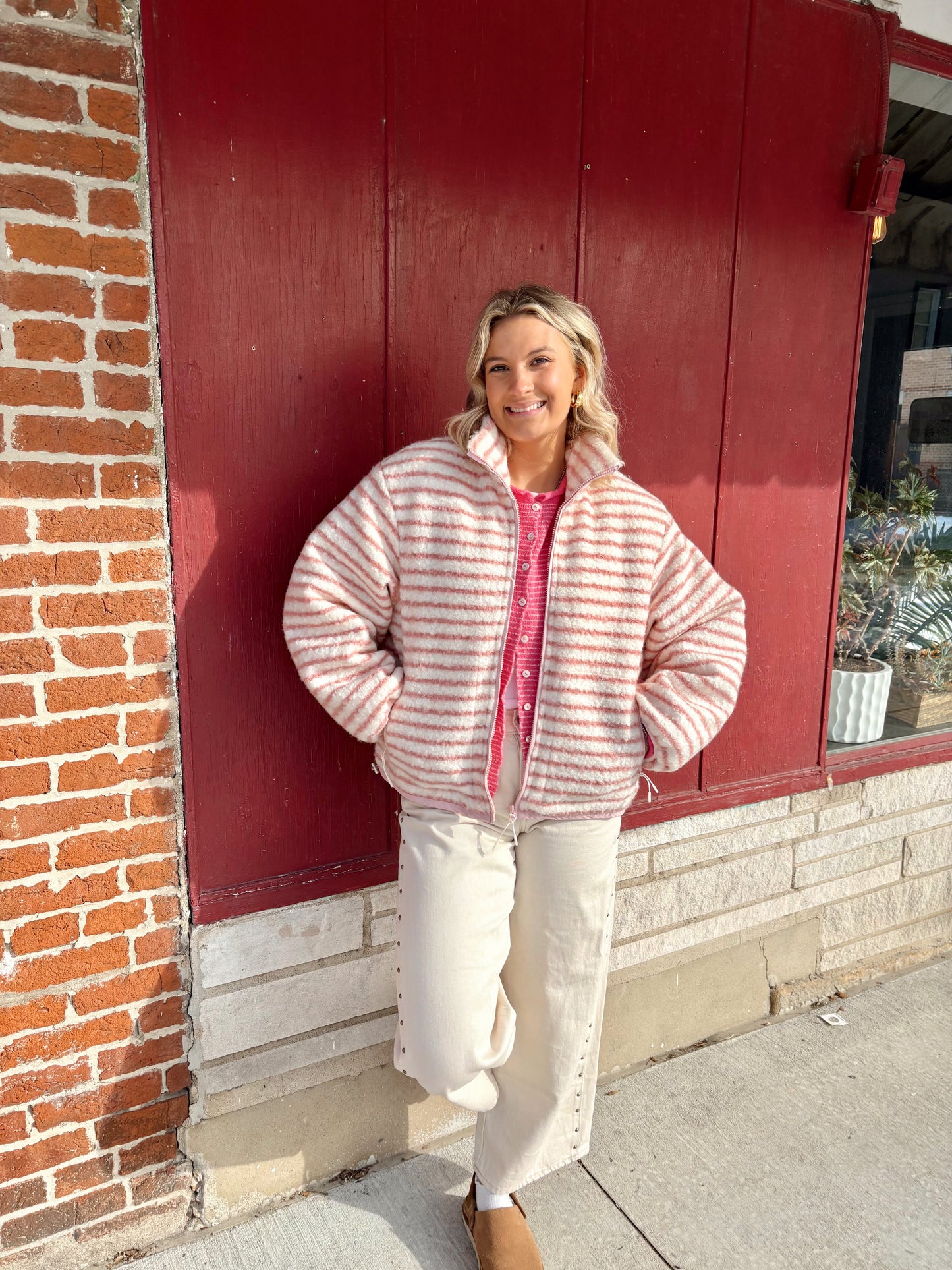 Seraphina Sherpa Jacket- Blush