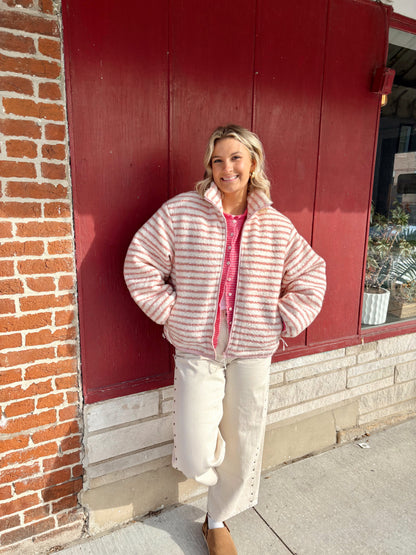 Seraphina Sherpa Jacket- Blush