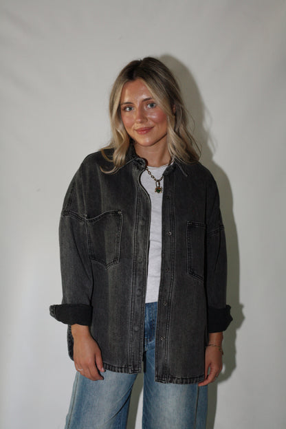*Restock* Delilah Denim Shacket- Black