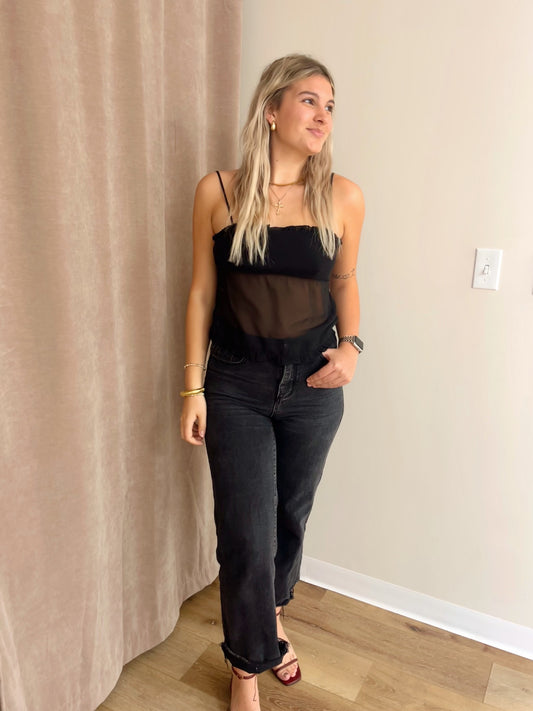 Savvy Bow Tie Top- Black