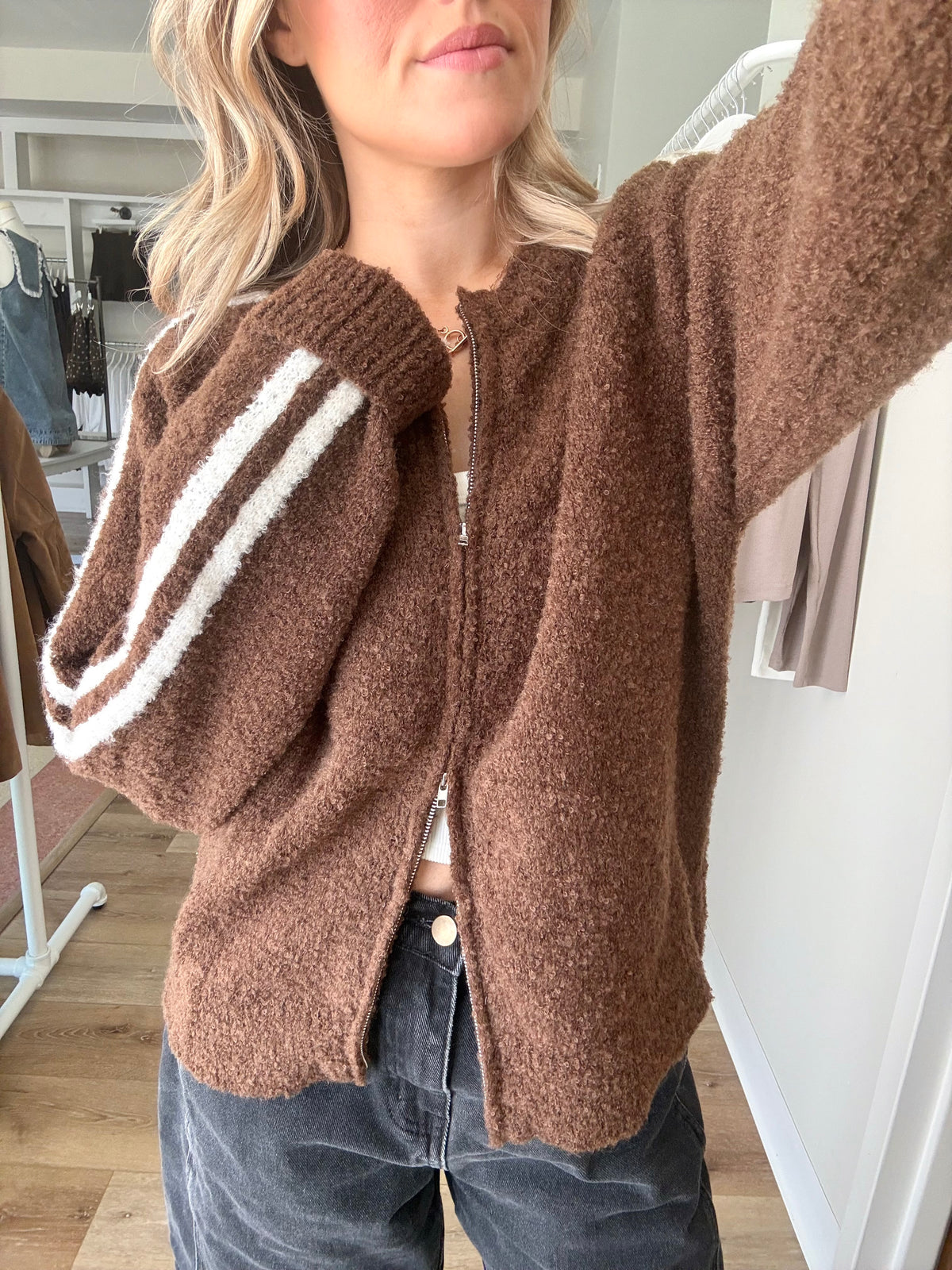 *Restock* Reba Zip-up Sweater- Brown