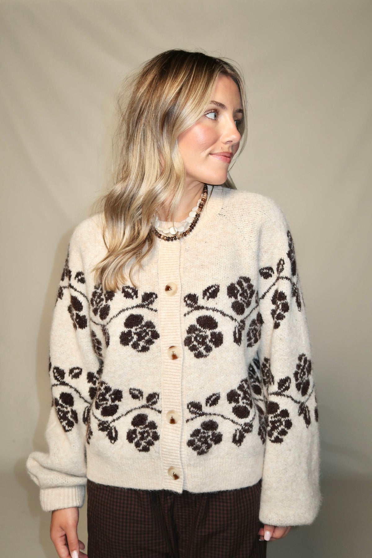 Francis Cardigan-Light Tan/Brown