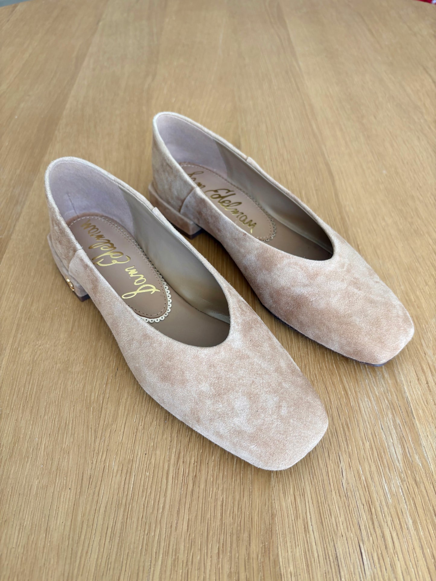 Kasey Square Toe Ballet Flats- Cyprus Tan Suede